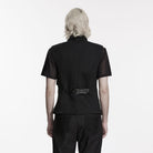 PUNK RAVE Men's Punk Asymmetric Buckle Straps Mesh Splice Vest