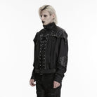 PUNK RAVE Men's Punk Asymmetric Patchwork Rivets Jacket