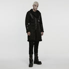 PUNK RAVE Men's Punk Asymmetric Plush Zip Jacket