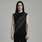 PUNK RAVE Men's Punk Asymmetric Zipper Tank Top