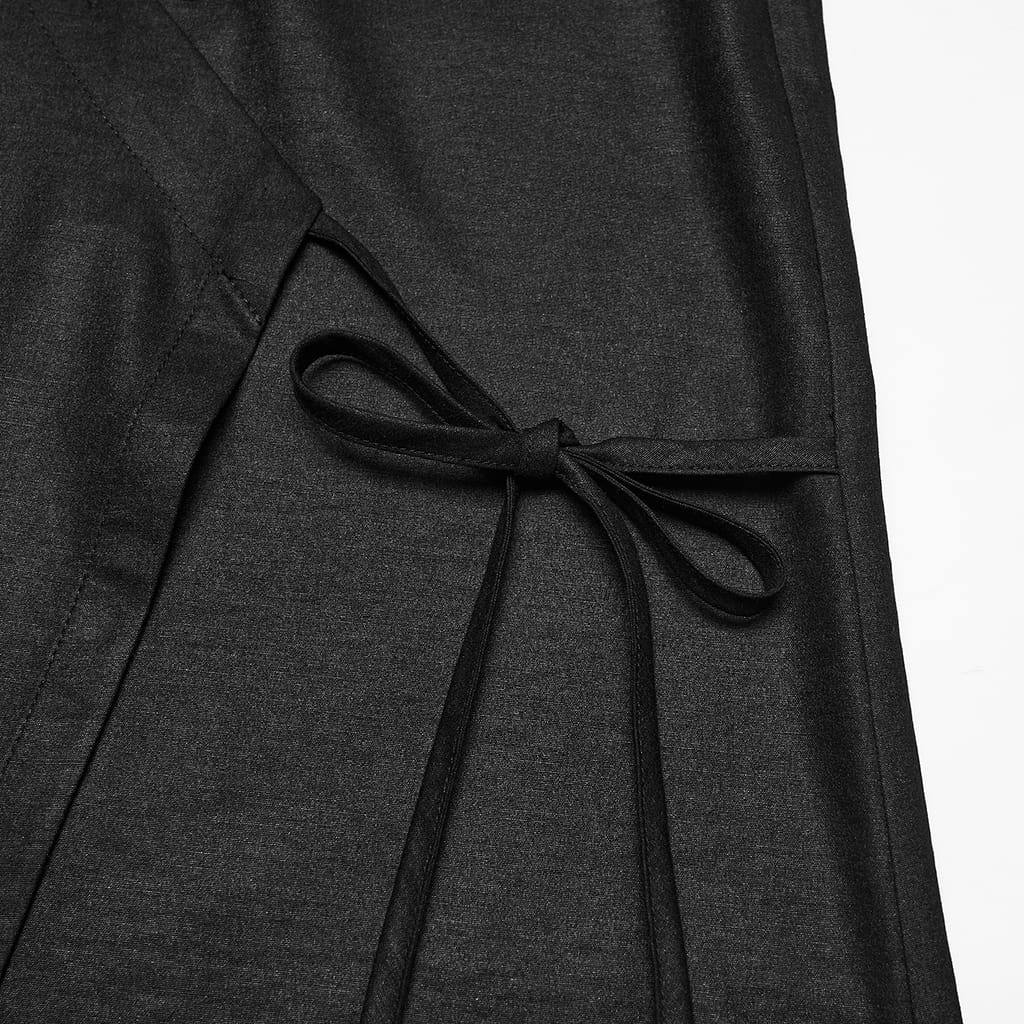 PUNK RAVE Men's Punk Asymmetrical Placket Long Sleeved Shirt