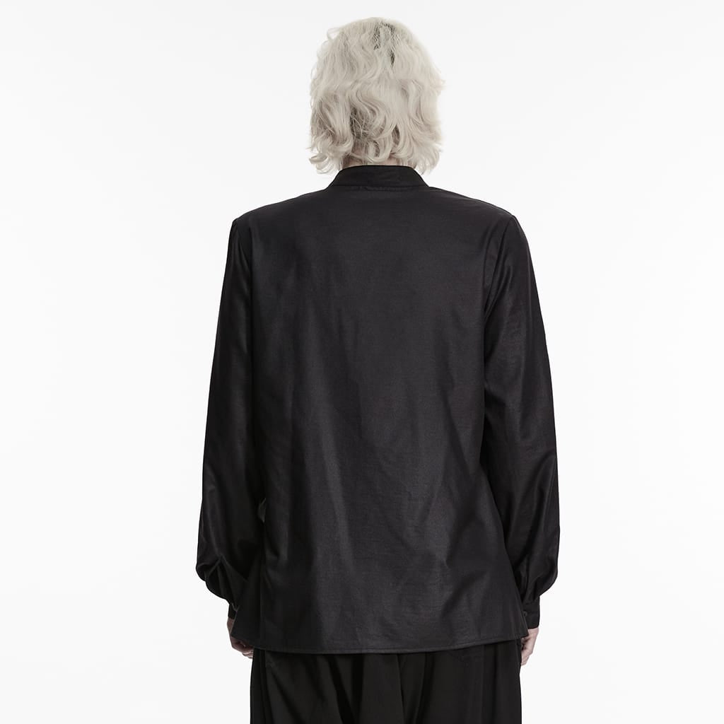 PUNK RAVE Men's Punk Asymmetrical Placket Long Sleeved Shirt