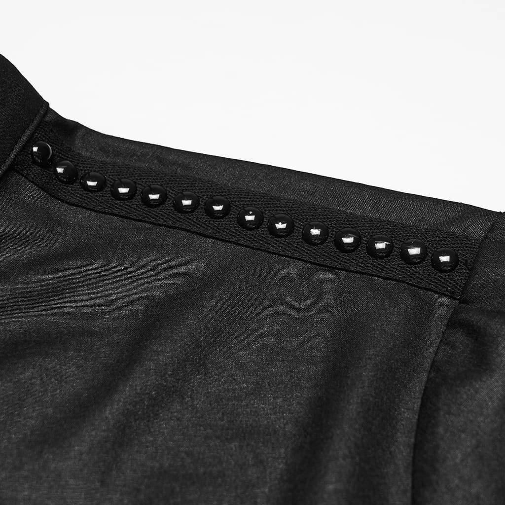 PUNK RAVE Men's Punk Asymmetrical Placket Long Sleeved Shirt