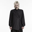 PUNK RAVE Men's Punk Asymmetrical Placket Long Sleeved Shirt