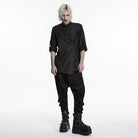 PUNK RAVE Men's Punk Asymmetrical Placket Long Sleeved Shirt