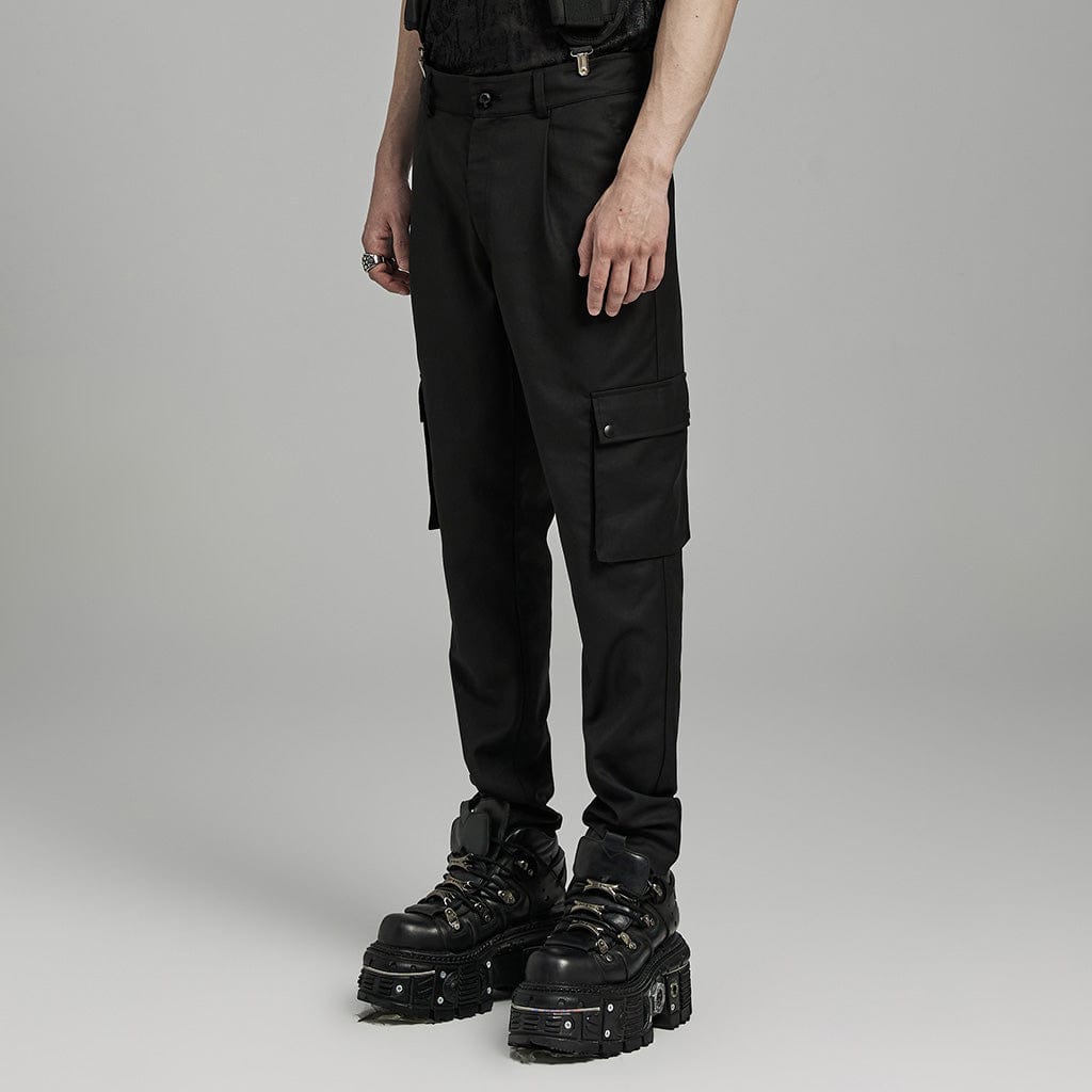 PUNK RAVE Men's Punk Big-pocket Skull Pants