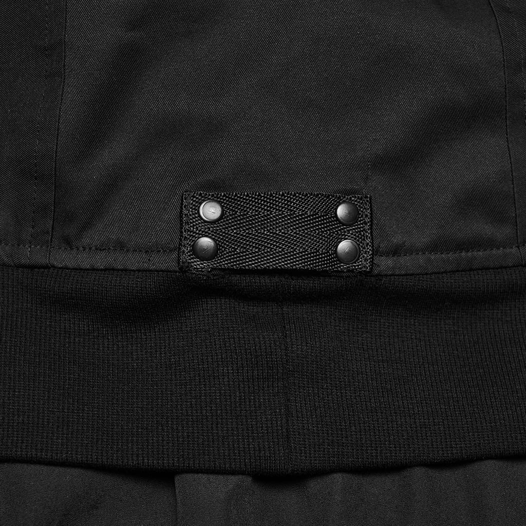PUNK RAVE Men's Punk Big Pockets Strappy Hooded Jacket