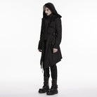 PUNK RAVE Men's Punk Big Pockets Strappy Hooded Jacket
