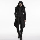PUNK RAVE Men's Punk Big Pockets Strappy Hooded Jacket