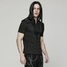 PUNK RAVE Men's Punk Bubble Buckle Zipper T-shirt