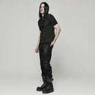 PUNK RAVE Men's Punk Bubble Buckle Zipper T-shirt