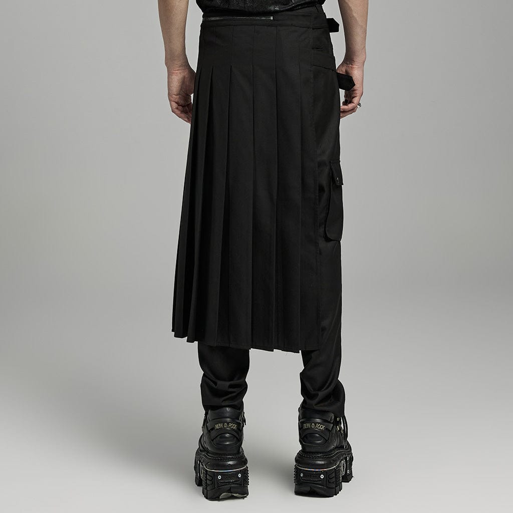 PUNK RAVE Men's Punk Buckle Pleated Skirt