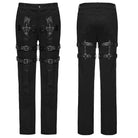 PUNK RAVE Men's Punk Buckle Strap Cross Patchwork Pants