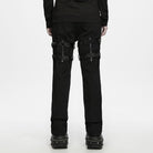 PUNK RAVE Men's Punk Buckle Strap Cross Patchwork Pants