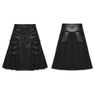PUNK RAVE Men's Punk Buckle Strap Pleated Patchwork Skirt