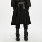 PUNK RAVE Men's Punk Buckle Strap Pleated Patchwork Skirt