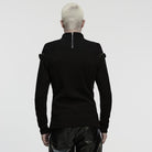 PUNK RAVE Men's Punk Buckle Strap Splice Stand Collar Top