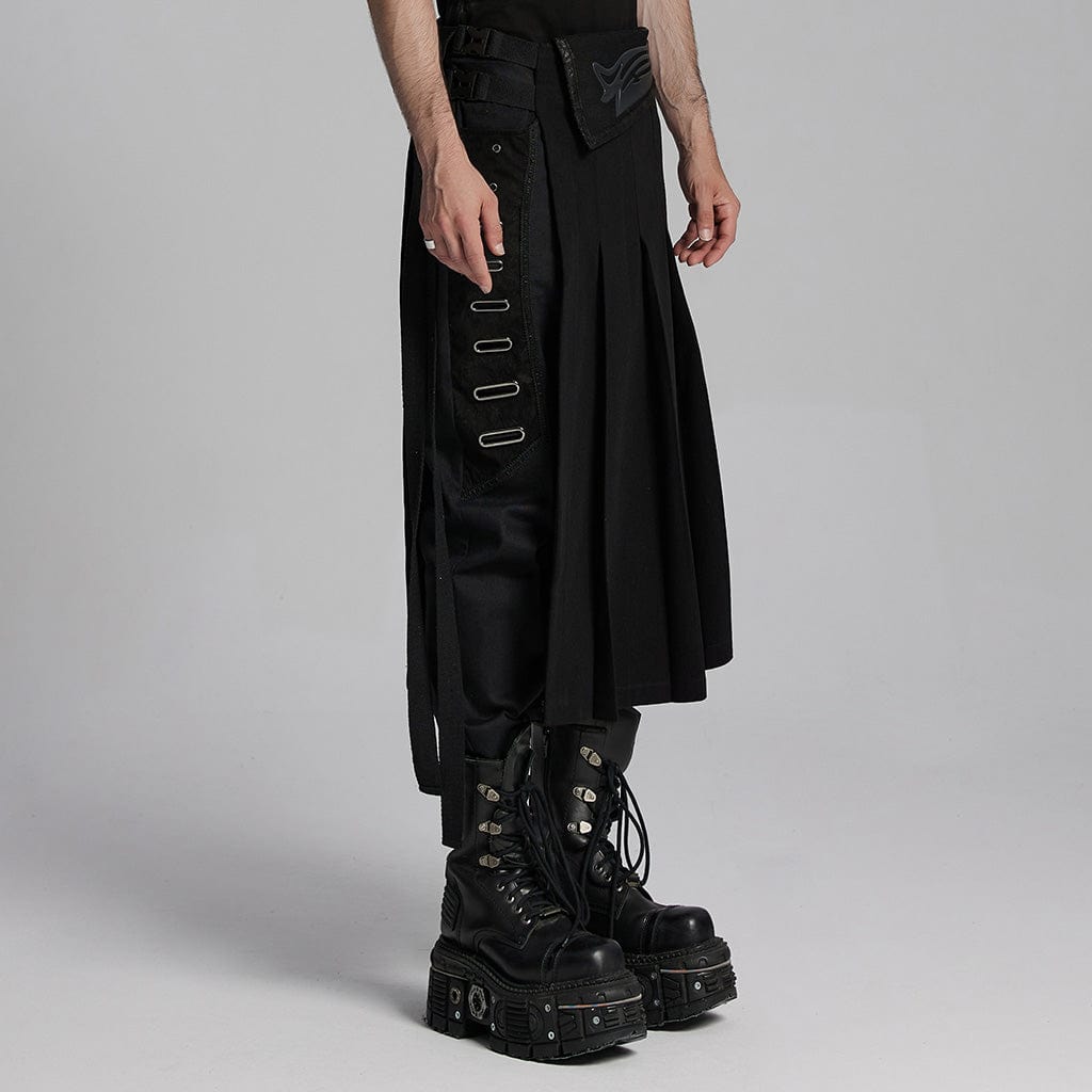 PUNK RAVE Men's Punk Buckle-up Strap Skirt