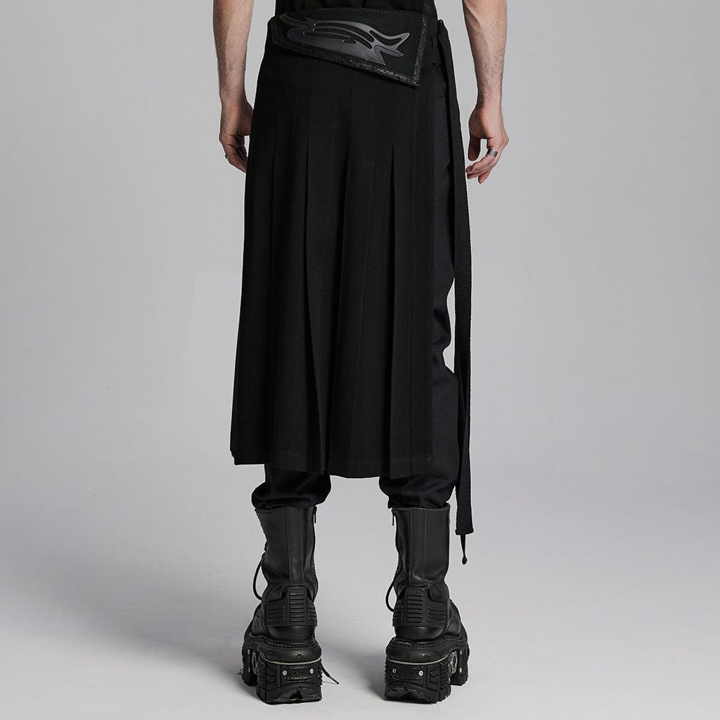 PUNK RAVE Men's Punk Buckle-up Strap Skirt