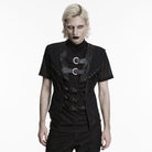 PUNK RAVE Men's Punk Buckle-up Straps Cutout Vest
