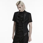 PUNK RAVE Men's Punk Buckle-up Straps Cutout Vest