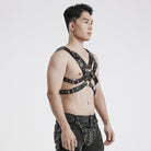 PUNK RAVE Men's Punk Crossed Faux Leather Harness