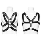 PUNK RAVE Men's Punk Crossed Faux Leather Harness