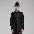 PUNK RAVE Men's Punk Cutout Splice Shirt