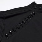 PUNK RAVE Men's Punk D-rings Mesh Splice Short Sleeved Top