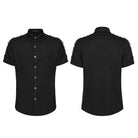 PUNK RAVE Men's Punk D-rings Rivets Short Sleeved Shirt