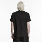 PUNK RAVE Men's Punk D-rings Rivets Short Sleeved Shirt