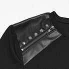 PUNK RAVE Men's Punk Embossed Stud Zipper Round Collar Long Sleeve Top