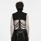 PUNK RAVE Men's Punk Eyelet Chain Safety Pin Stand Collar Vest