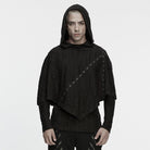PUNK RAVE Men's Punk Eyelet Ripped Hoodie