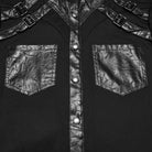 PUNK RAVE Men's Punk Eyelet Rivet Buckle-up Strap Stand Collar Shirt