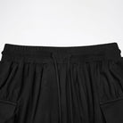 PUNK RAVE Men's Punk Eyelet & Rivet Strap Distressed Drop-crotch Pants Black