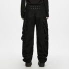 PUNK RAVE Men's Punk Eyelet Strap Studded Ruched Loose Pants