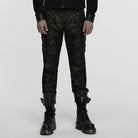 PUNK RAVE Men's Punk Eyelet Straps Mottled Printed Pants