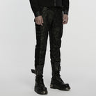 PUNK RAVE Men's Punk Eyelet Straps Mottled Printed Pants