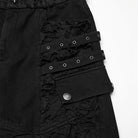 PUNK RAVE Men's Punk Eyelet Straps Ripped Shorts