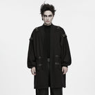 PUNK RAVE Men's Punk Eyelet Studded Large Pocket Lantern Sleeve Cardigan