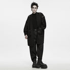 PUNK RAVE Men's Punk Eyelet Studded Large Pocket Lantern Sleeve Cardigan
