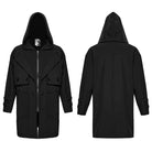 PUNK RAVE Men's Punk Eyelet Turn-down Collar Hooded Jacket