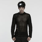 PUNK RAVE Men's Punk Eyelets Mesh T-shirt