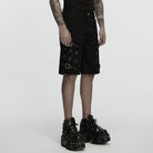 PUNK RAVE Men's Punk Eyelets Pleated Shorts