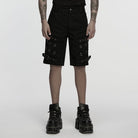 PUNK RAVE Men's Punk Eyelets Pleated Shorts