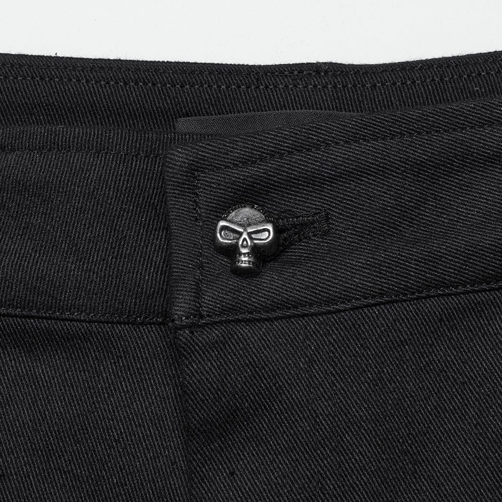 PUNK RAVE Men's Punk Eyelets Skull Button Pants