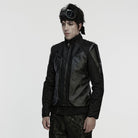 PUNK RAVE Men's Punk Eyelets Zip Stand Collar Jacket