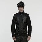 PUNK RAVE Men's Punk Eyelets Zip Stand Collar Jacket