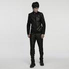 PUNK RAVE Men's Punk Eyelets Zip Stand Collar Jacket